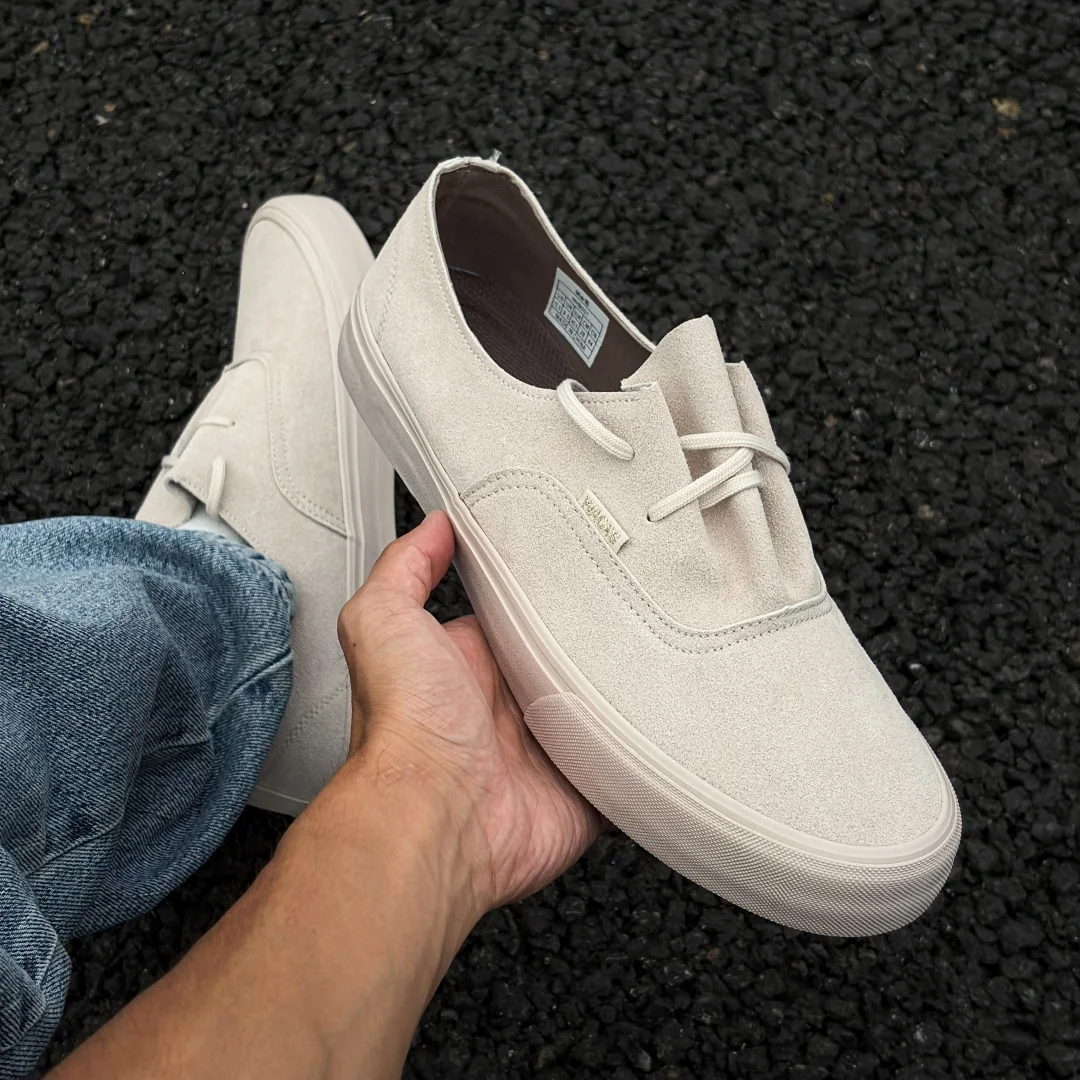 Off White Suede Low Top Skate Shoes Unisex Retro Casual Sneakers Couple Simple Versatile Trendy Board Shoes