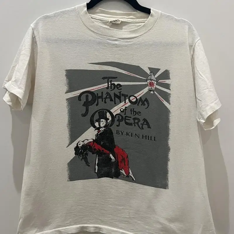 VINTAGE 90s Phantom Of The Opera Boxy T-Shirt - White / Large / Broadway Theater