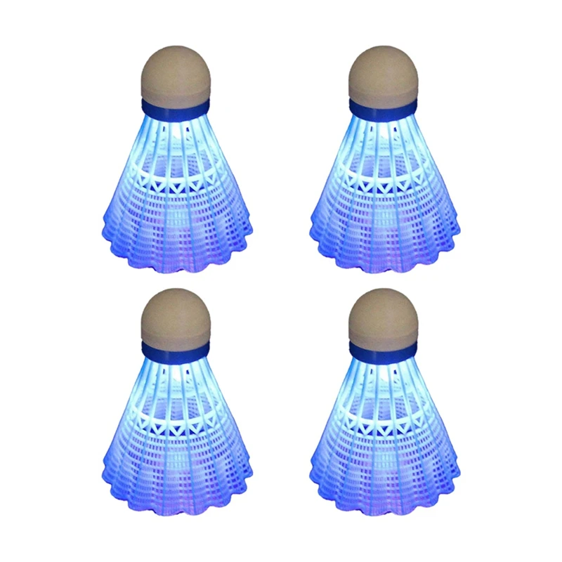 ABHU 4 قطعة كرات كرة الريشة المضيئة LED البلاستيك الرغوي الرياضة الريشة تضيء الريشة مجموعة كرة الريشة