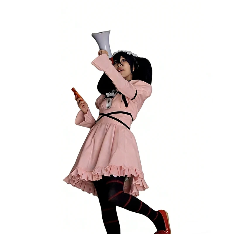 

Mirai Nikki Heroine Uryuu Minene Anime Cosplay Custom Made Pink Dress Lolita Style for Halloween Christmas party men women cos