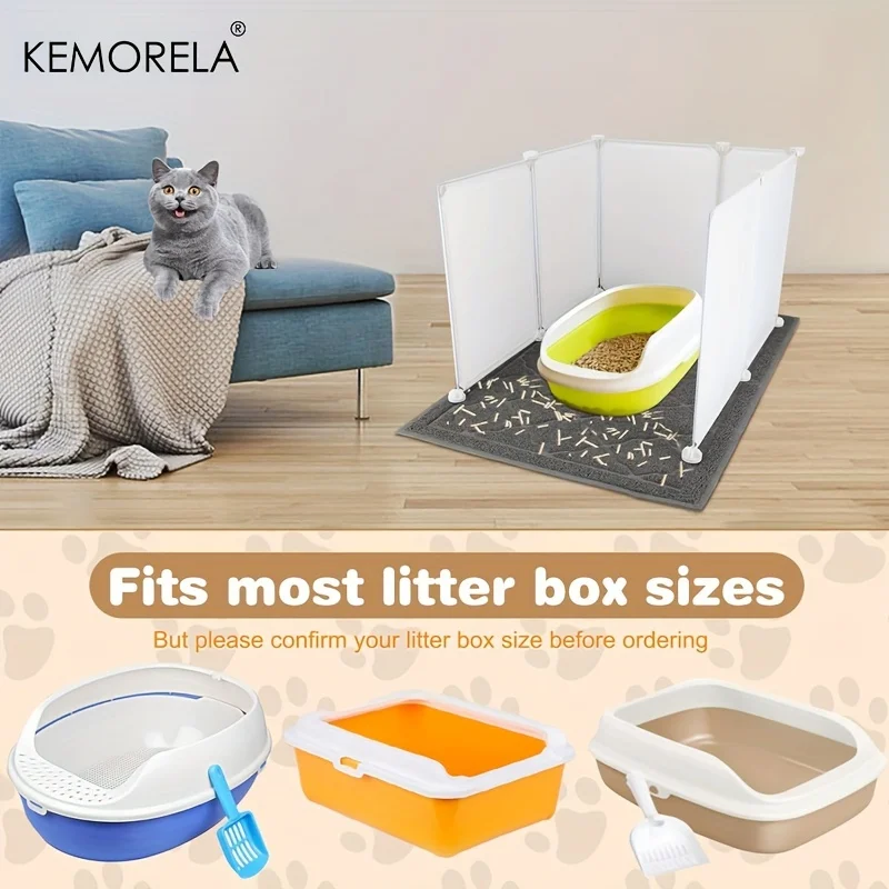 Cat Litter Box Enclosure Splash Guard With Cat Litter Mat Easy Clean Large Cat Litter Box Pee Shields For Open Top Litter Pan