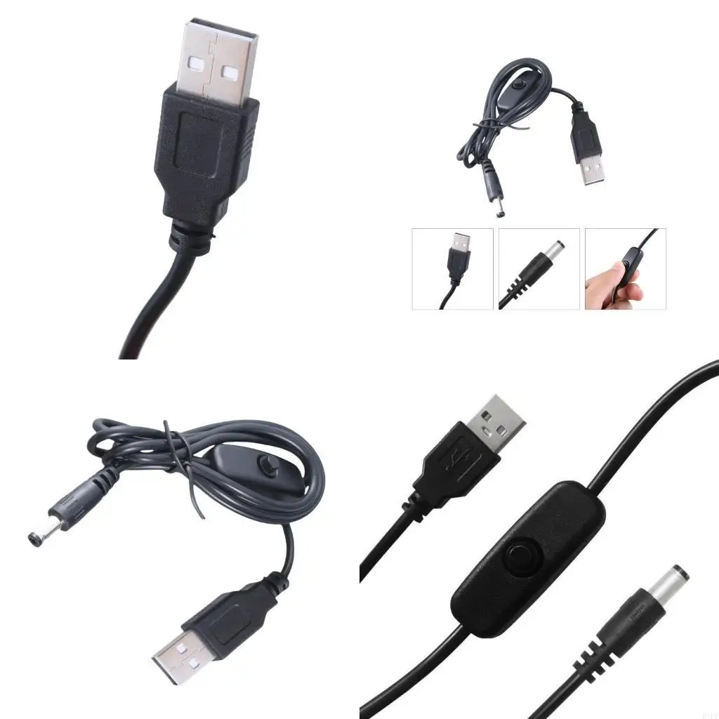 

E1PF 100 см длиной USB -мужское на DC5521 Зарядная линия шнура с помощью проводной линии с легкой кнопкой переключения доступа
