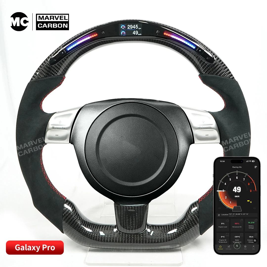 LED Performance Steering Wheel Display Compatible for Porsche + 100% Real Carbon Fiber