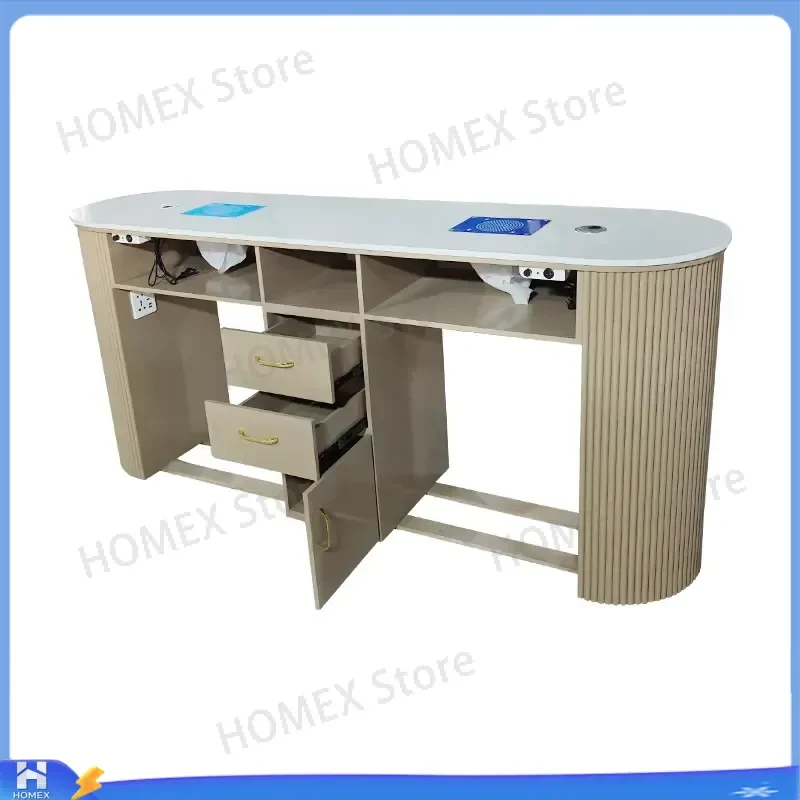 Modern Double Seat Manicure Table Nail Salon Furniture High Quality Materials New Design Hot Selling Beauty Station Desk