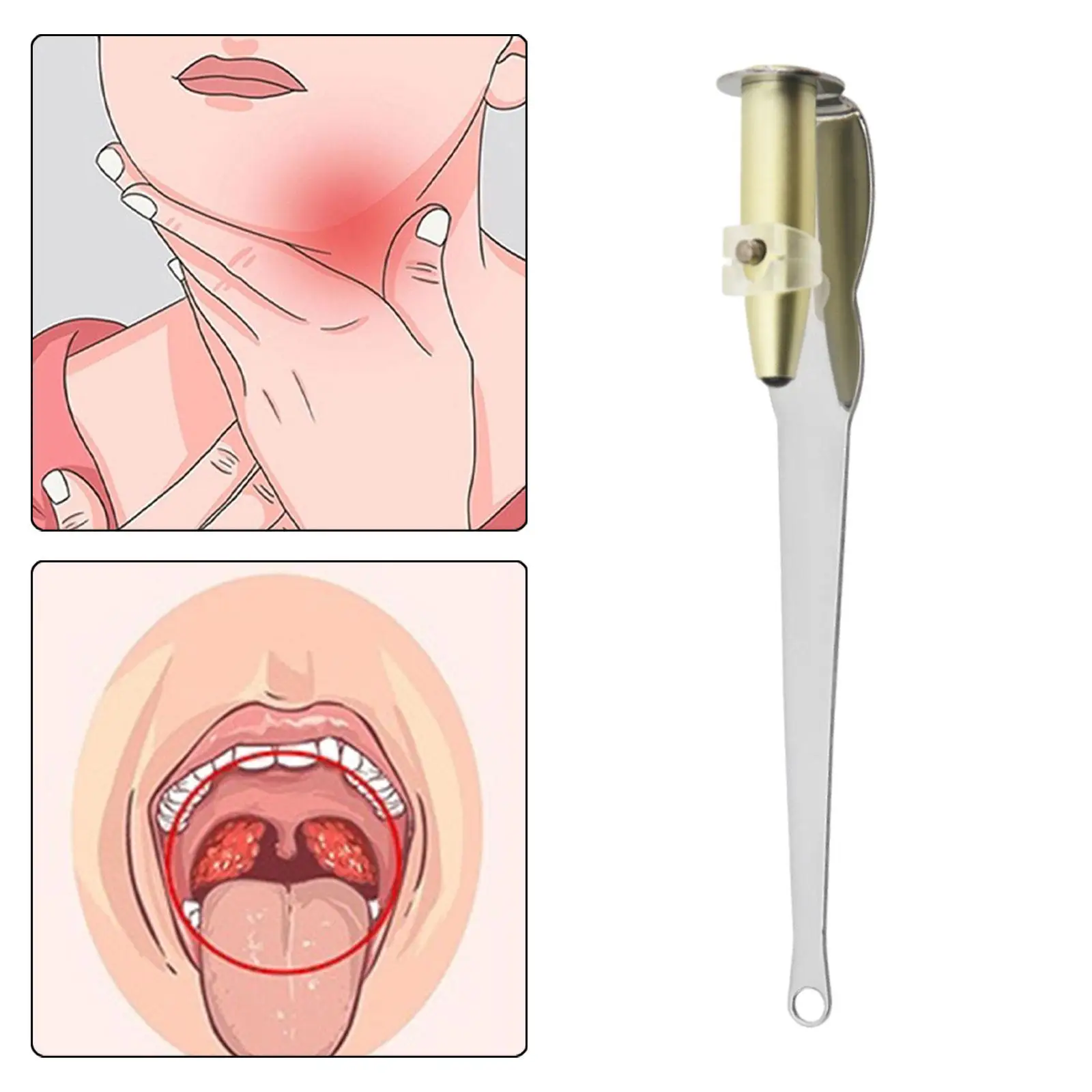 Portable Tonsil Stone Remover Stainless Steel Tonsillolith Pick with Glass Tube Easy to Use Mouth Cleaning Tool for Home