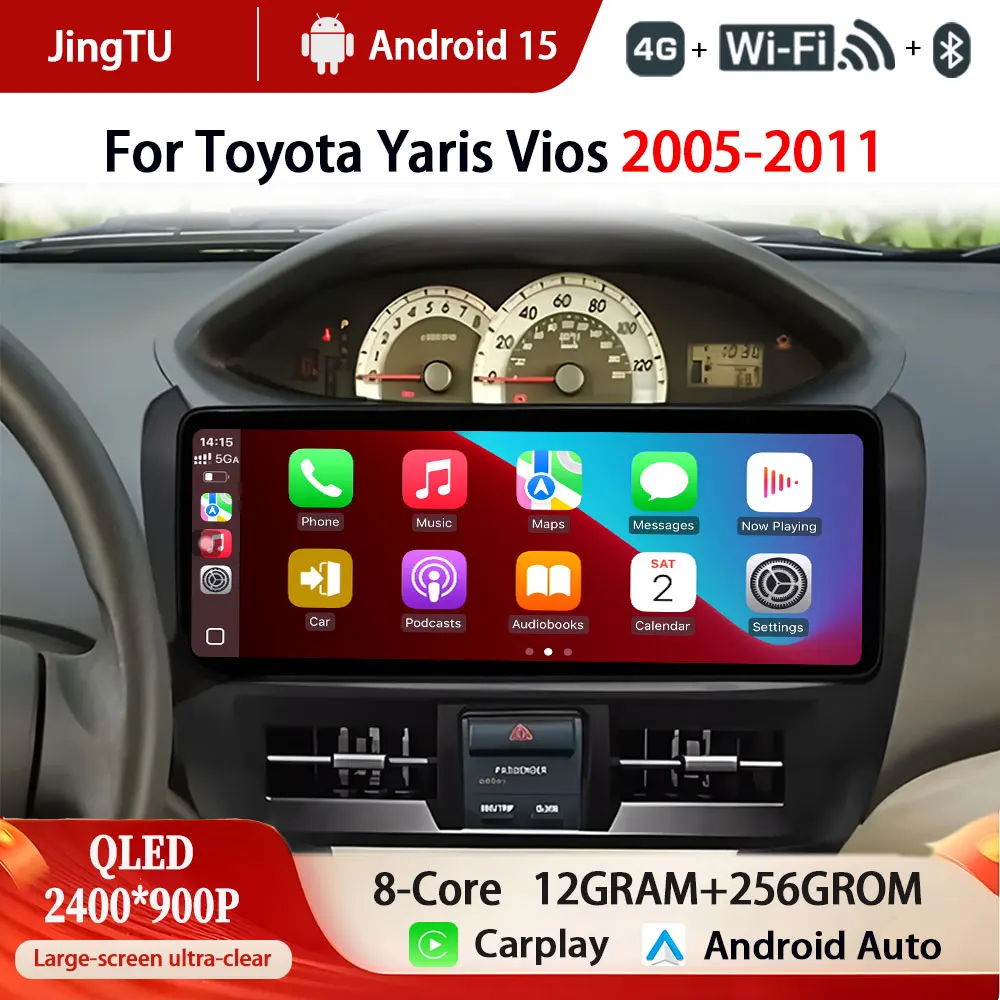 

12.3" Android 15 Car Radio For Toyota Yaris Vios 2005-2011 Auto Multimedia Player Stereo 4G WIFI Carplay 360 Camer