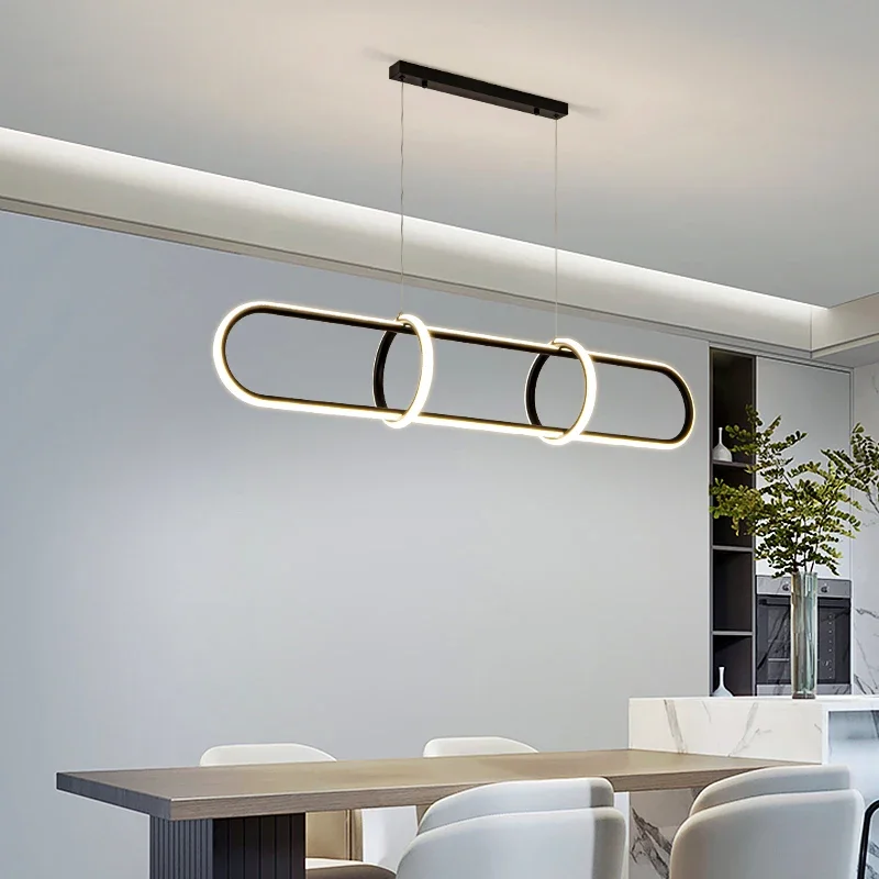 Candelabro de decoración minimalista para cocina, luces colgantes Led negras con Control remoto, iluminación de Bar, 2022