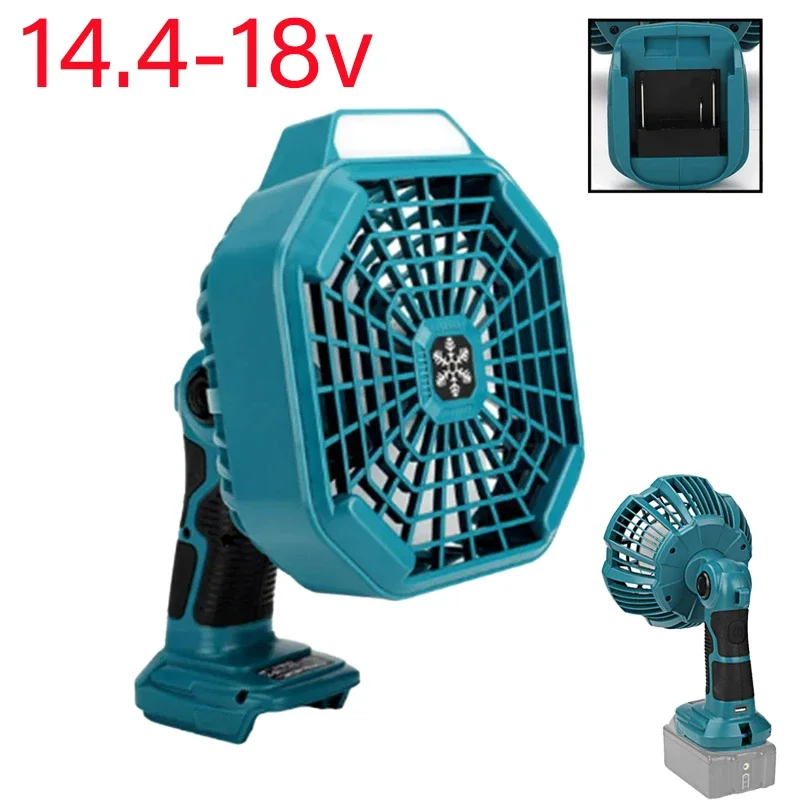 multifuncoes portatil camping fan ventilador ao ar livre com luzes led controle remoto apto para makita 14418v li ion battery 01