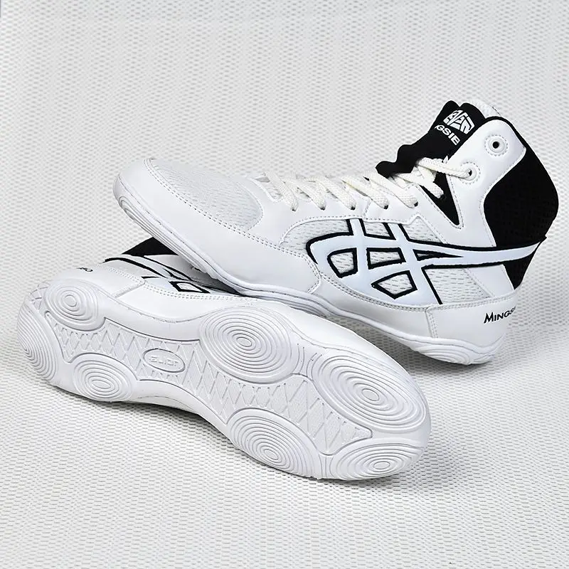 

Men and women adults and children white sports boxing shoes Sanda fighting combat light wear breathable non-slip wrestling shoes