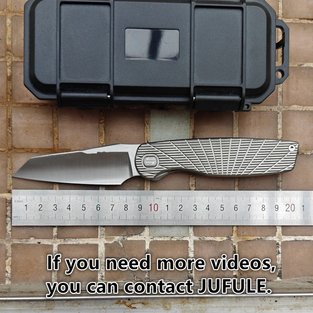 JUFULE Brown Cortex XL Front Flipper Titanium 154CM Steel Ceramic Bearings Pocket EDC Tool Camping Hunting Outdoor Folding Knife