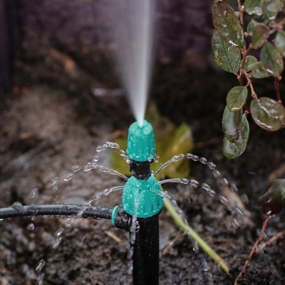 10pcs 1/4'' 4/7 Hose 2-IN-1 8-hole Misting Nozzles Adjustable Drippers Water Flow Quick Push Connecter Garden Irrigation System