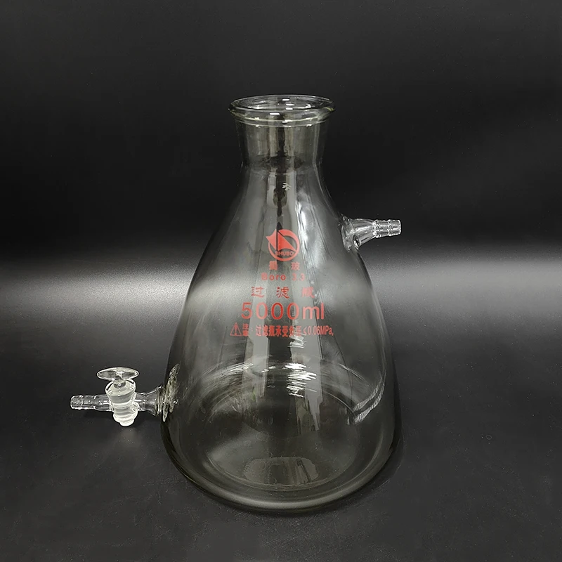 

SHUBO Filtering flask with upper and bottom side tube, Lower glass valve, Triangle flask with tubules, Filter Erlenmeyer bottle