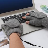 USB Heated Gloves Fingerless Full & Half Knitting Warmer For Hands Hand Washable Plug-In 3 Temperature Settings Touchscreen