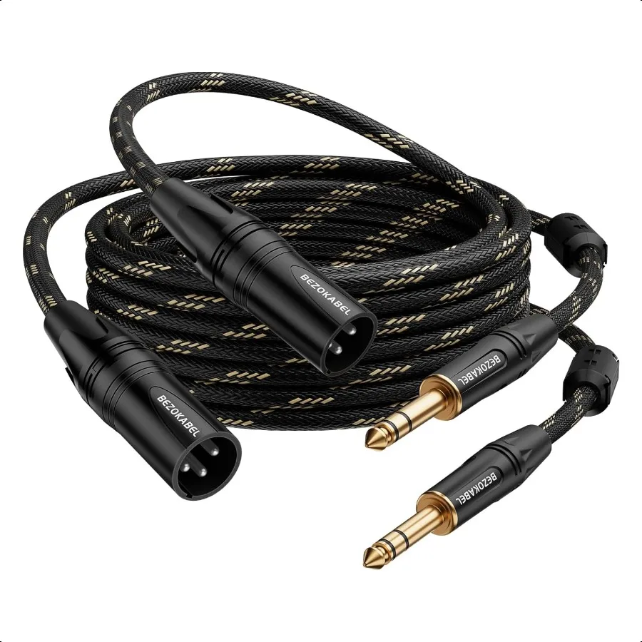 XLR a 1 4 pulgadas 6,35 mm 25 pies 2 paquetes XLR macho a 1 4 macho TRS a XLR Cable de micrófono de cuarto de pulgada Nylon trenzado