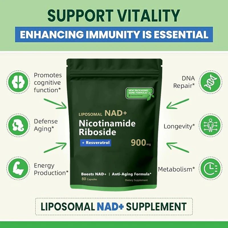NAD+ Resveratrol Supplements NAD+Anti Aging and Natural Cell Regeneration Capsules