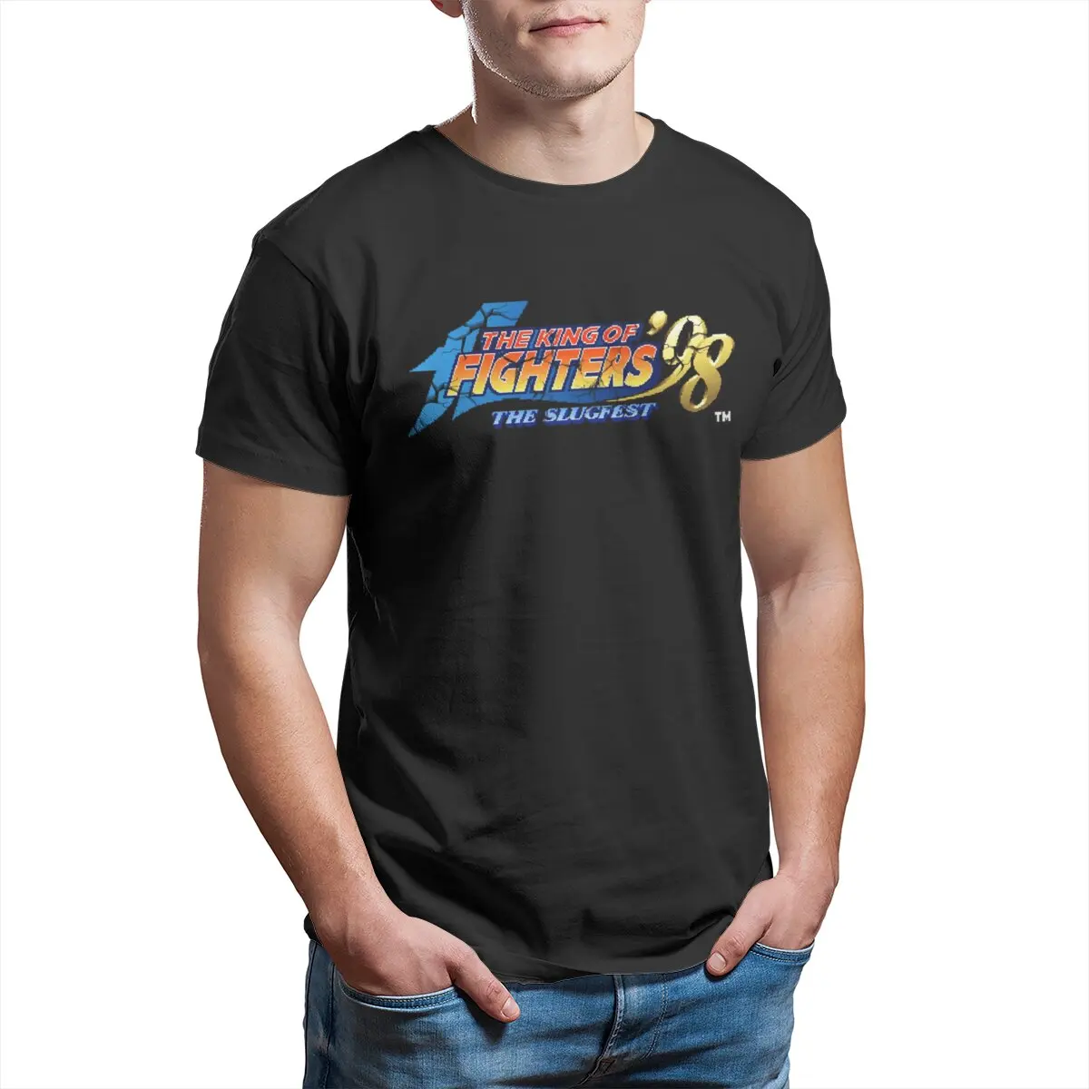 

The king Of Fighters The Slugfest Kof 98 title printed t-shirt Cotton Vintage men clothing Big size Mens shirts graphic tee