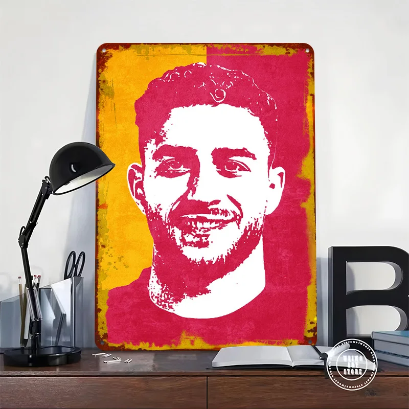 Man Portrait in Red and Yellow Poster Customized Vintage Metal Signs Wall Art Retro Tin Plaque for Fans Home Decorations Decor