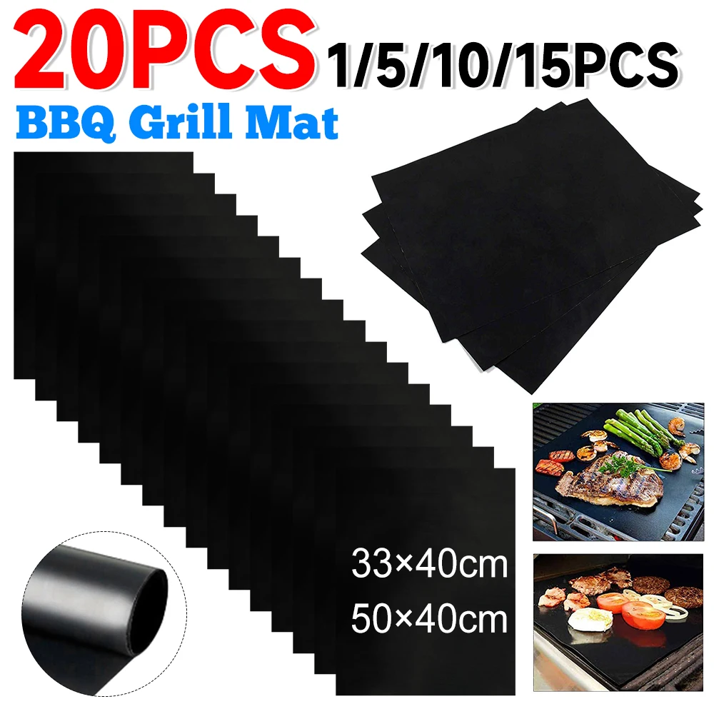 1-20 pièces 50 × 40cm 33 × 40cm doublures de four tapis de gril sur bâton doublures de gril de Barbecue doublures de cuisson de Barbecue réutilisables tampon de cuisson outil de micro-ondes