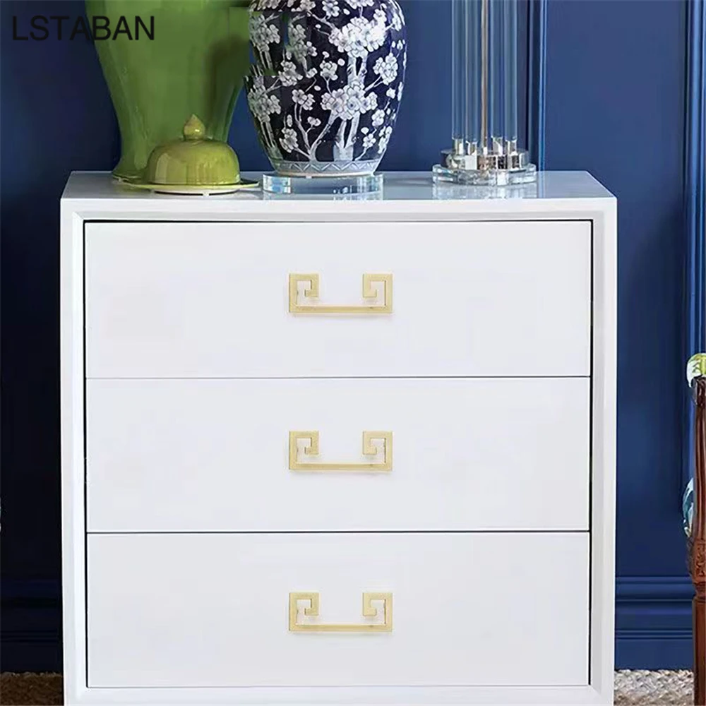 Luxury Gold Kitchen Cabinet Handles Push Pull Door Handle Imitation Copper Zinc Alloy Decorative Furniture Drawer Flush Knobs
