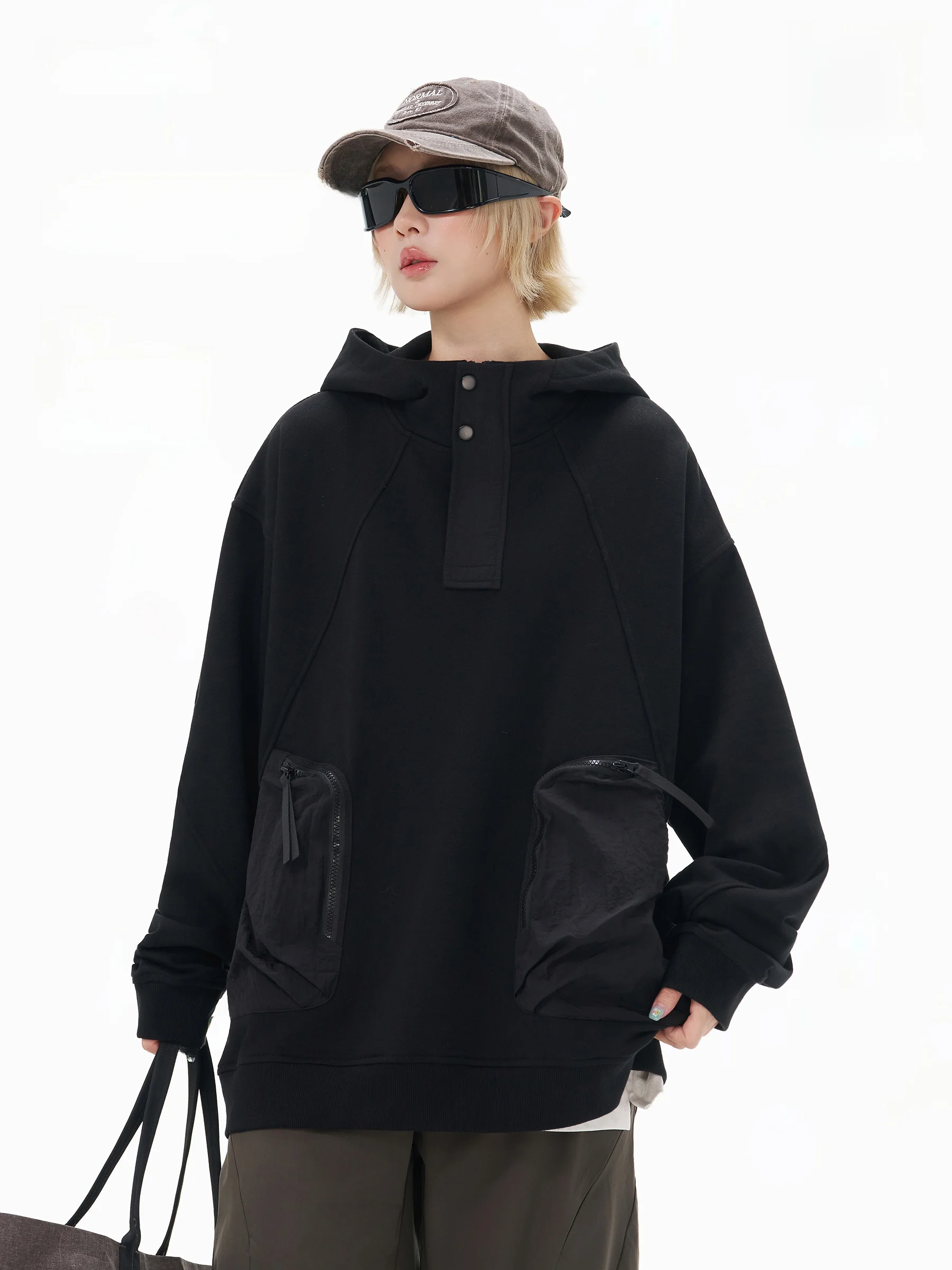 AOGZ American Style Heavyweight Hoodie Cotton Long Sleeve Loose Fit Zipper Design Outdoor Casual Wear for Men And Women
