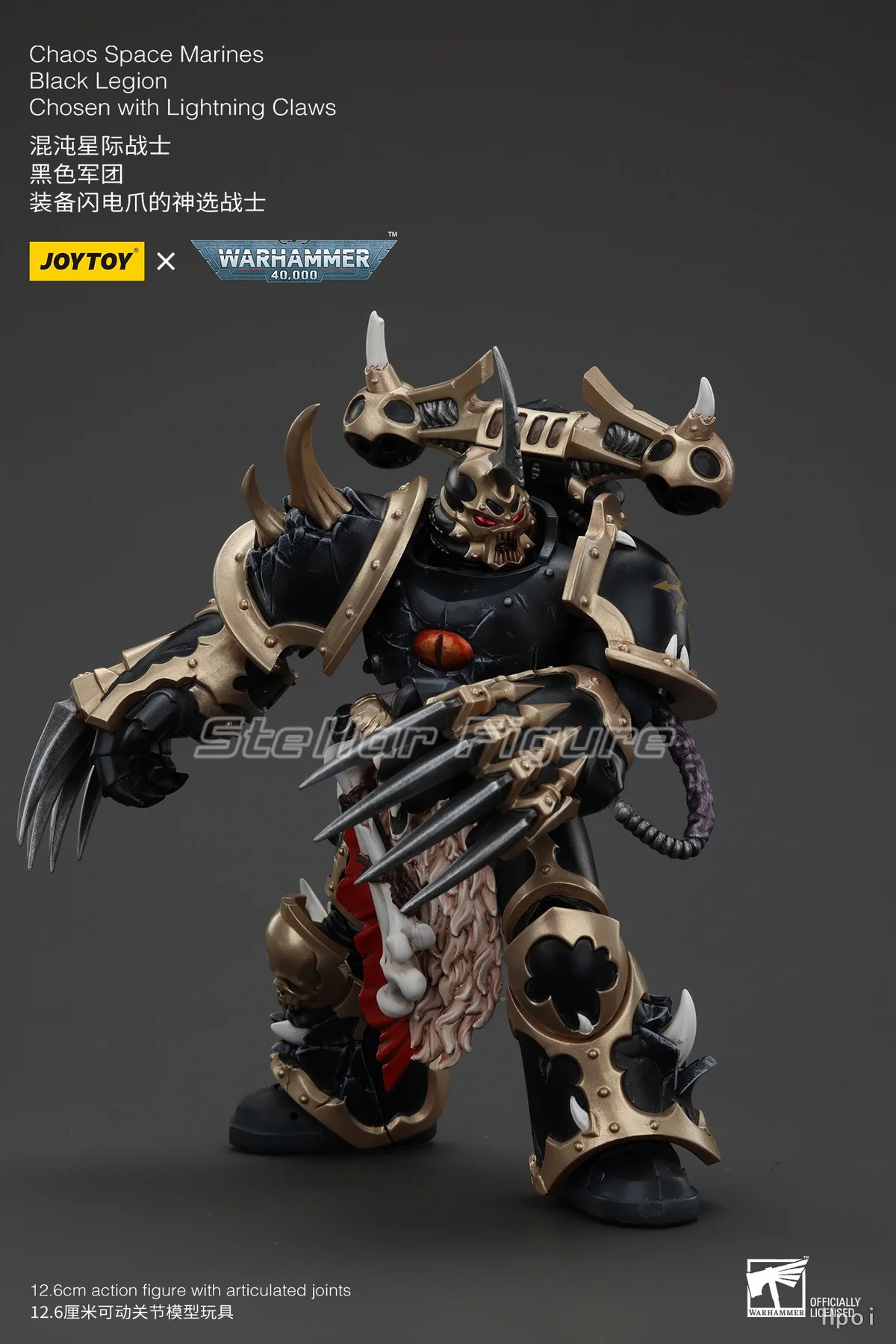 

【SF】JOYTOY Warhammer 40K 1/18 Action Figure Chaos Space Marines Black Legion Chosen with Lightning Claws Model Toys Gifts