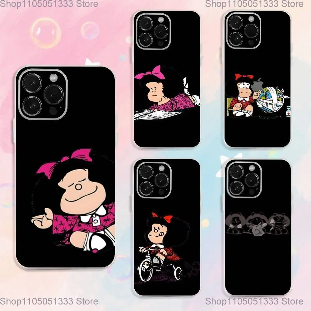 

Cute M-Mafaldas Phone Case For iPhone 16,15,14,13,12,11 Plus,Pro,Max,XR,XS,Plus,E,SE4,Mini Transparent Cover