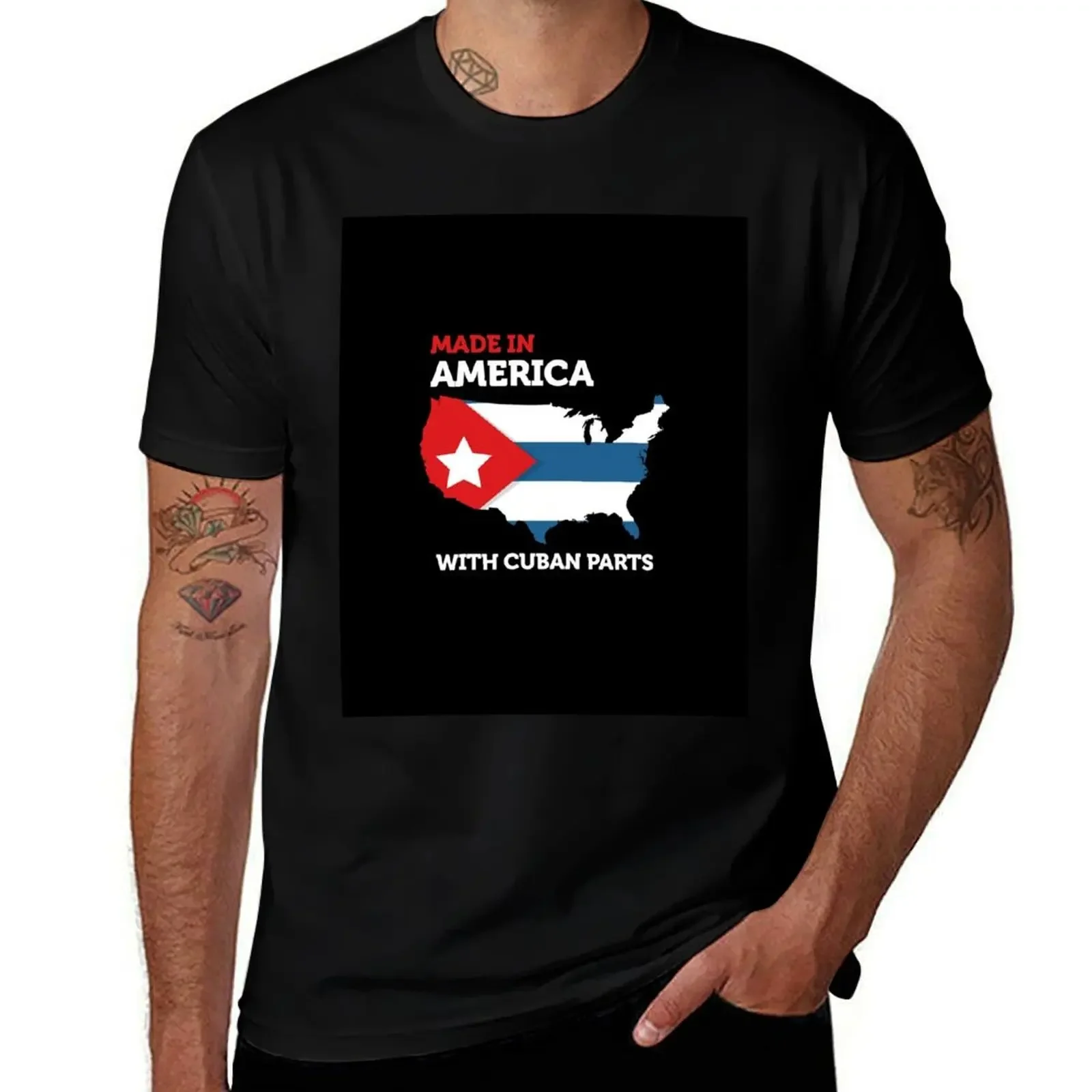 

Made in America With Cuban Parts Cuba USA Gifts Funny. T-Shirt vintage clothes Luxury man mens champion t shirts