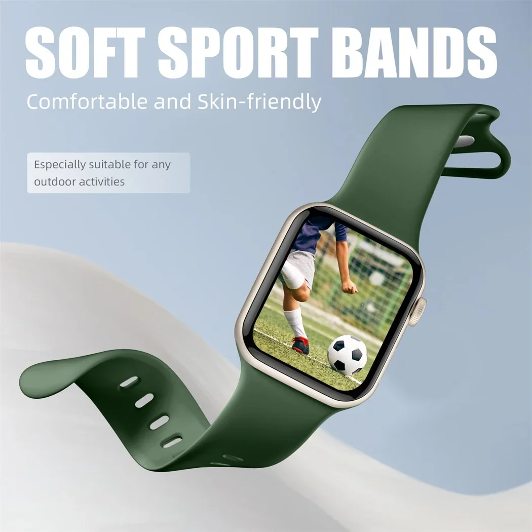 Silikonarmband für Apple Watch Band 44 mm 40 mm 45 mm 41 mm 42-38 mm Sportarmband iWatch Serie 8 7 SE 3 4 5 6 9 Ultra 2 49 mm