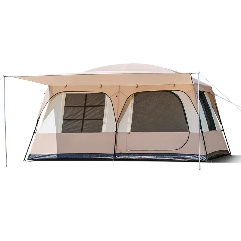 CXX outdoor, two bedrooms and one living room vinyl rain and sun protection big tent 4-6 people camping leisure camping