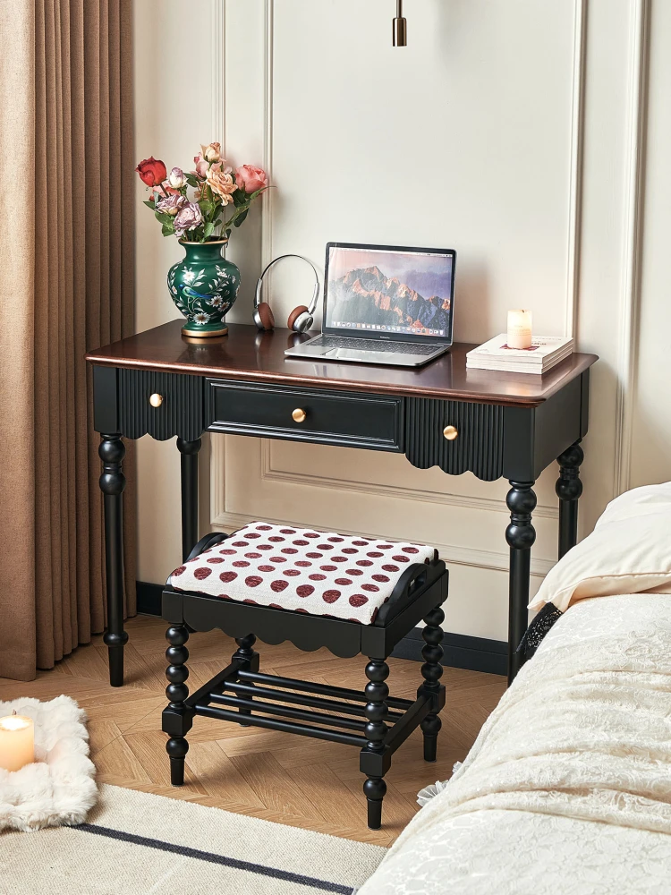 

French antique desk all log walnut small apartment household bedroom with drawers dresser integrated study table