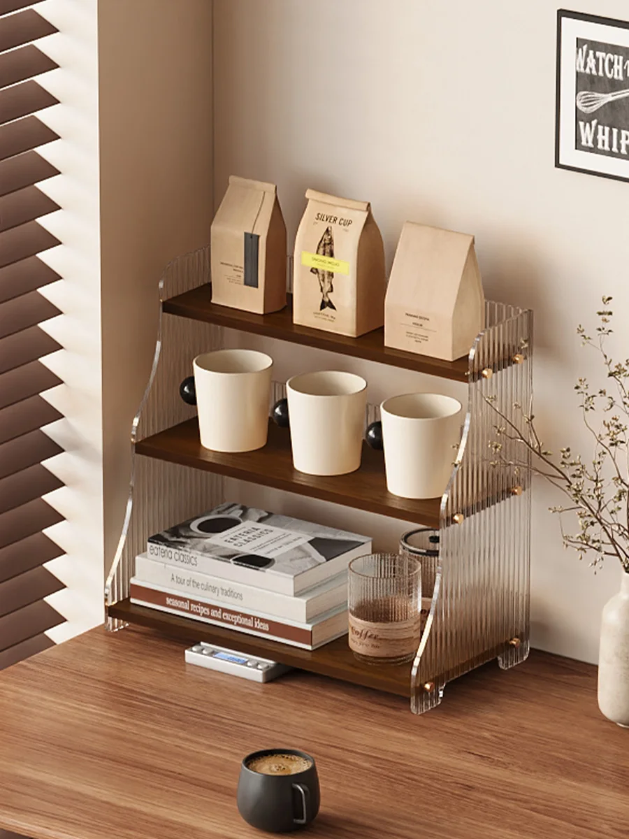 

Акриловый многослойный органайзер для чашек, настольный органайзер, подставка для чайного сервиза, прозрачный, современный, матовый, для домашней организации