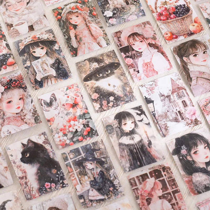 Mr Paper, 1 style 200 sheets/bag ‘Romantic Girl's Journal’ Series Character Background Wraparound Book