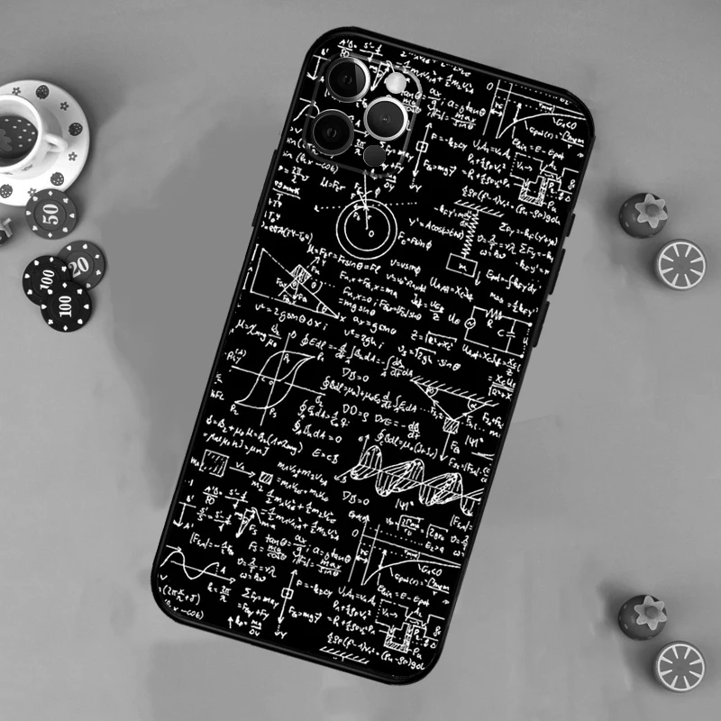 Natuurkunde Wetenschap Wiskunde Formule Telefoon Case Voor iPhone 13 16 15 11 12 14 Pro Max 13 12 mini XR 15 16 Plus 16e Cover Funda