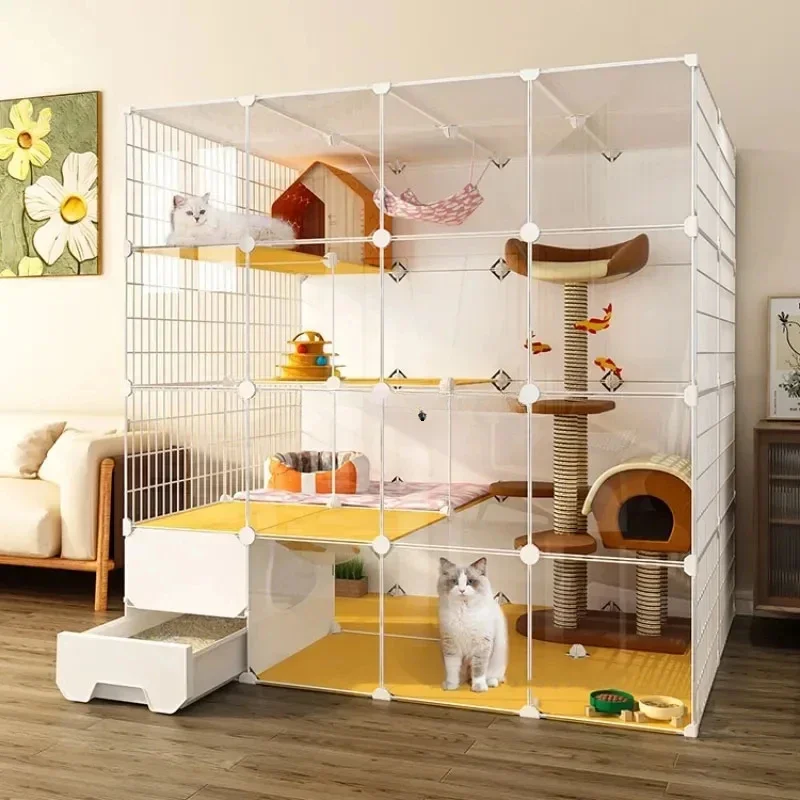 Luxury Cat Cage Home Indoor Livingroom Balcony Cats Villa Super Large Free Space Kitten Pet House with Climbing Frame