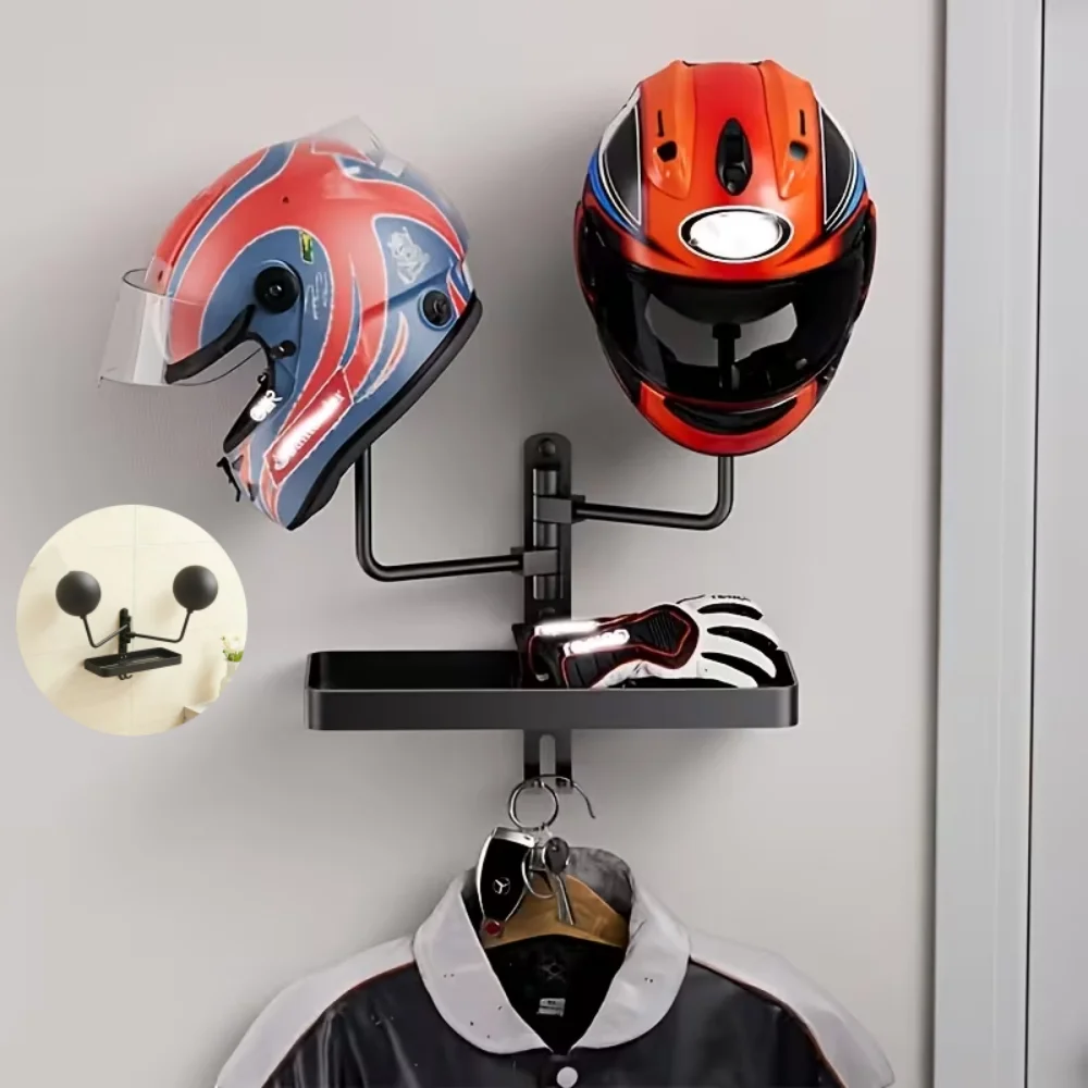 Home Applicable Multiple Helmets Wall Mounted Motorcycle Helmet Bracket Punch-free Positioning Bracket Hat Holde