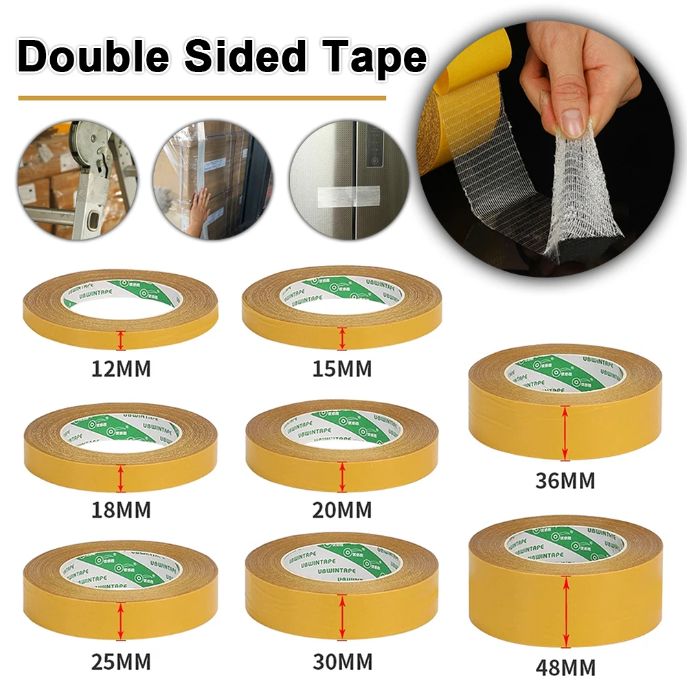 

1 Roll 25M Double Sided Tape High Viscosity Grid Fiber Transparent Double Sided Tape Sticky Adhesive Fiber Mesh Tape