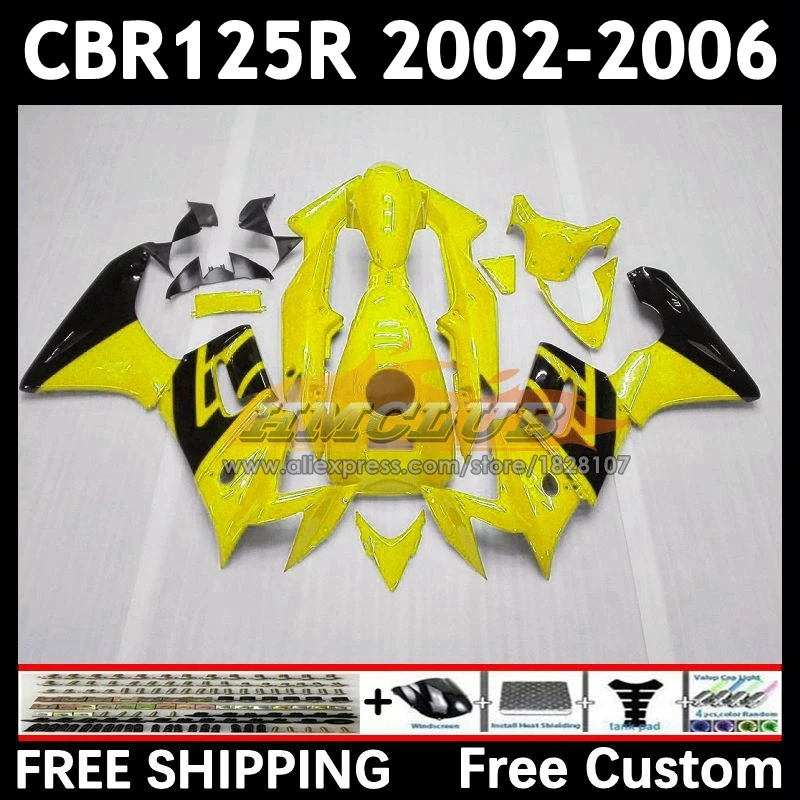 +Tank For HONDA CBR-125R CBR125RR CBR 125 125R 91No.107 yellow blk CBR125R 02 03 04 05 06 125CC 2002 2003 2004 2005 2006 Fairing