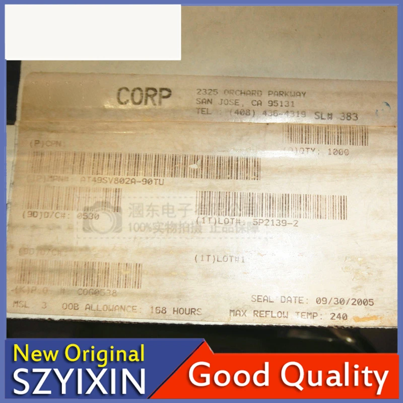 5PCS/Lot New Original AT49SV802A-90TU TSOP48 8 MBIT 1.8V FLASH MEMORY Good Quality  In Stock