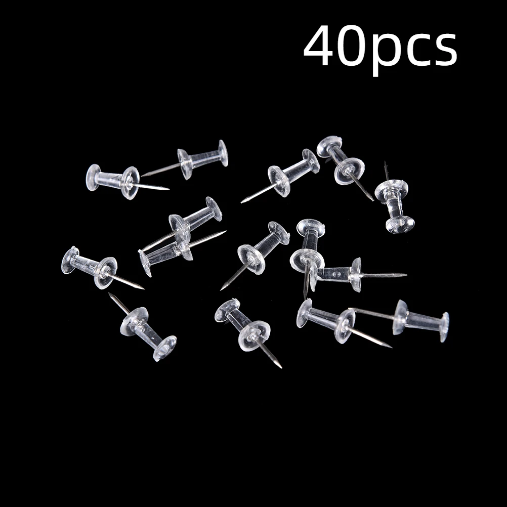 High 40 Pcs Transparent Push Pins Notice Board Map Drawing Fixing Nails Thumb Tacks Point Bulletin