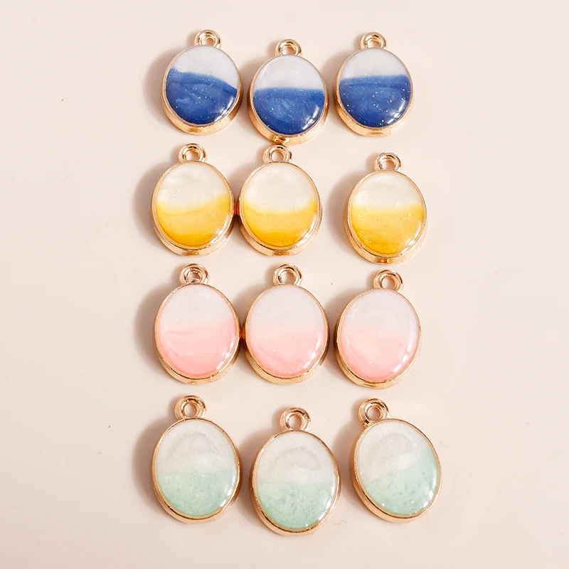 10 teile/los 15*10mm 4 Farbverlauf rund Ozean Meer Charms für Ohrringe Halskette Anhänger Schmuck Herstellung Zubehör