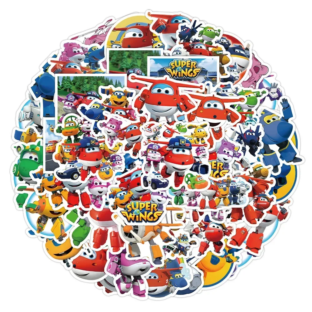 50pcs Cute Cartoon Super Wings Graffiti Sticker Desk Phone Case Water Cup Notebook Children's Waterproof Sticker