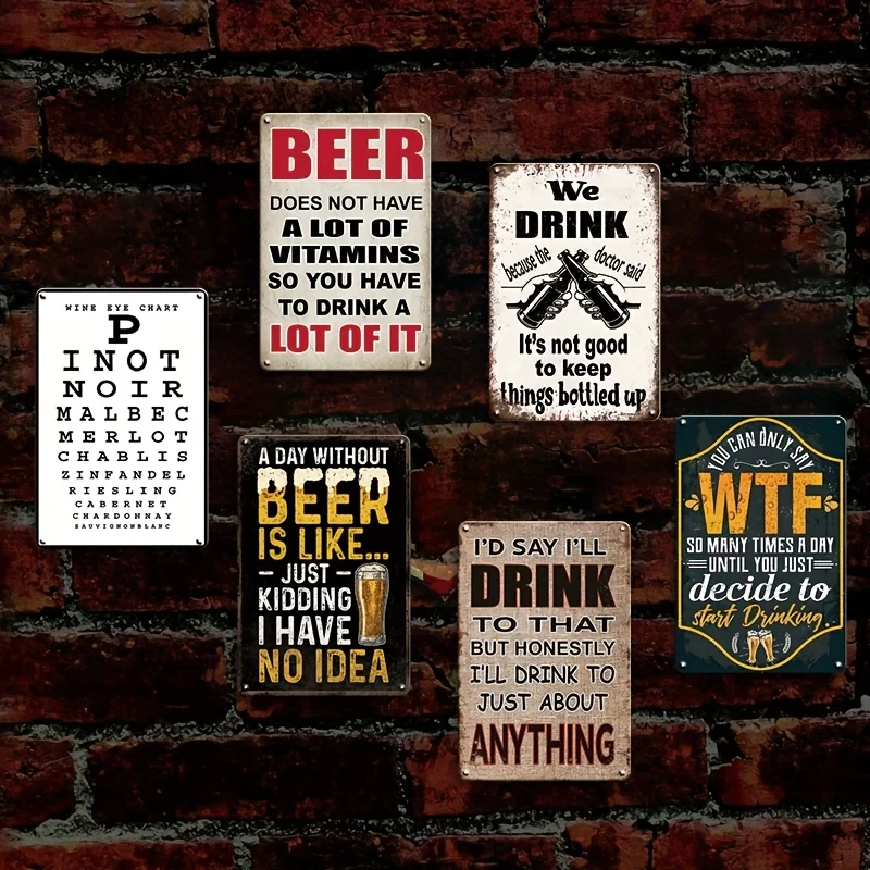 Vintage Metal Tin Signs - Funny Beer & Sarcastic Wall Decor for Bar, Garage, Office, or for Man Cave,