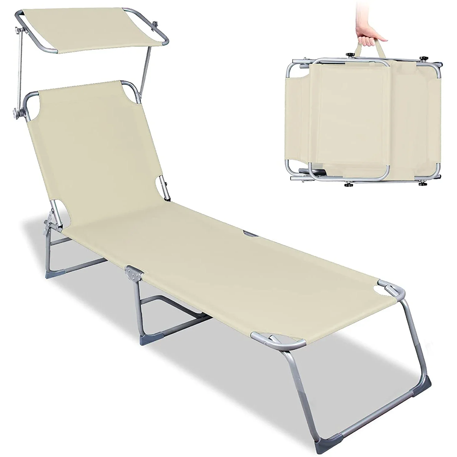 

4 Position Adjustable Folding Reclining Lounger Beach Bed