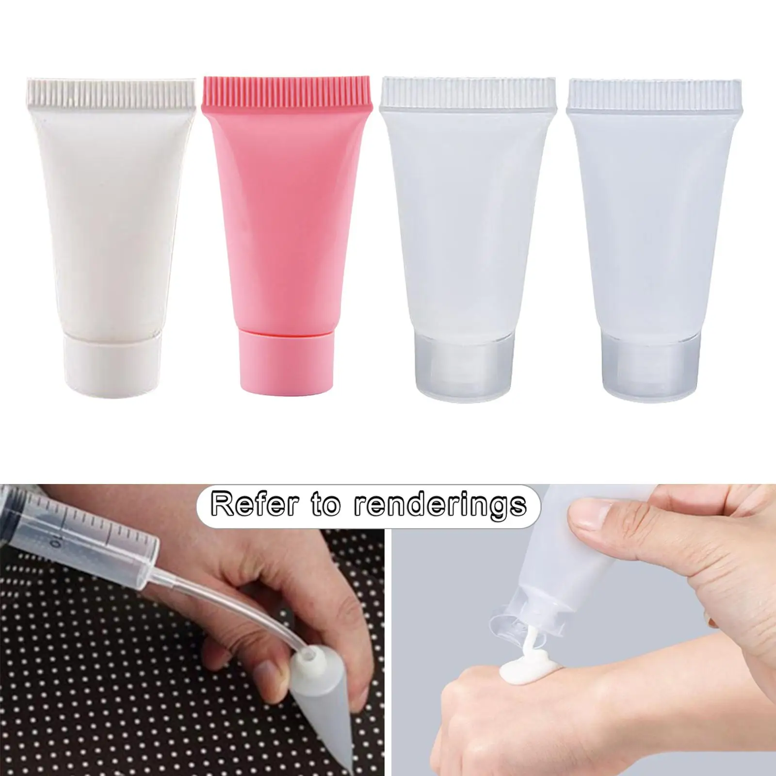 100x lege fles 5 ml plastic herbruikbaar met doppen voor cosmetische reismake-up