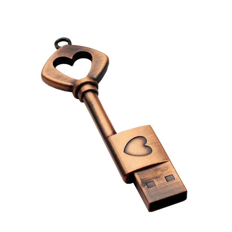 銅ラブハートペンドライブ 128 ギガバイトレトロメタル USB フラッシュドライブ 64 ギガバイトキーメモリスティッククリエイティブギフトペンドライブ 64 ギガバイト外部ストレージ