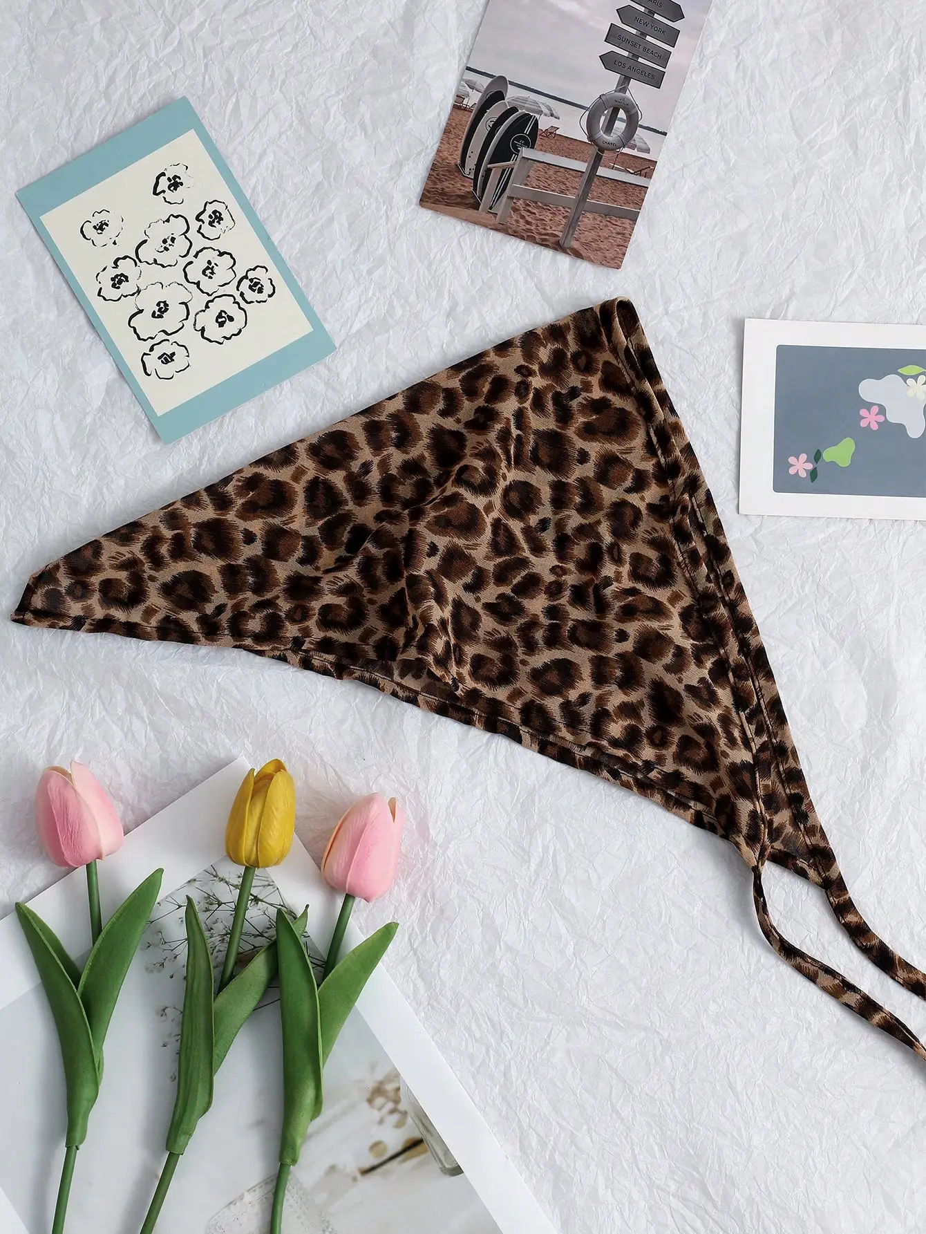 

Leopard Print Chiffon Bandana Headband For Women Casual Hair Accessory Beach Street Photo Shoot