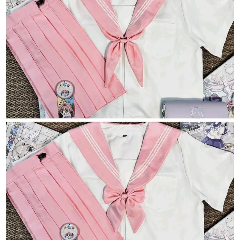 Neue japanische Schuluniform Mädchen JK Anzug Sexy Frühling und Herbst Marine rosa Krawatte Cosplay Matrosenuniform Mittelschulkleidung