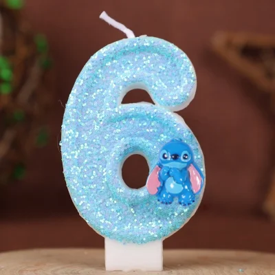 جديد أنيمي ليلو وستيتش 0-9 عدد شمعة لطيف ثلاثية الأبعاد Kawaii غرزة شخصية كرتونية كعكة حفلة المكونات في كعكة عيد ميلاد الديكور