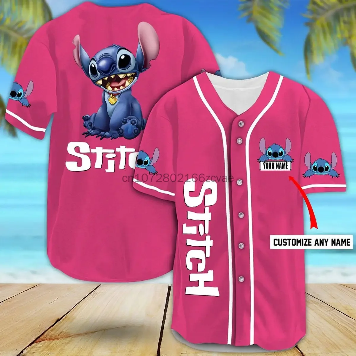 Disney Stitch Baseball Jersey Summer Streetwear Custom Name Disney Baseball Shirt Men And Women Short Sleeved T-Shirt