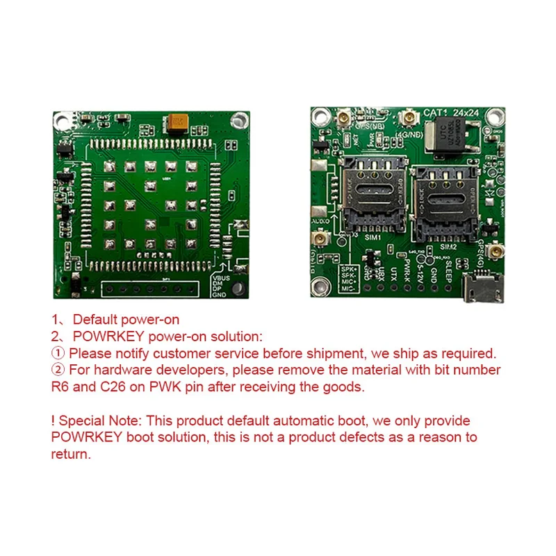 A7672E-LASE A7672E-FASE A7672SA-LASE A7672SA-FASE A7672G-LABE CAT1 CoreBoard, obsługa danych + głos + GNSS (opcjonalnie) 1 szt.